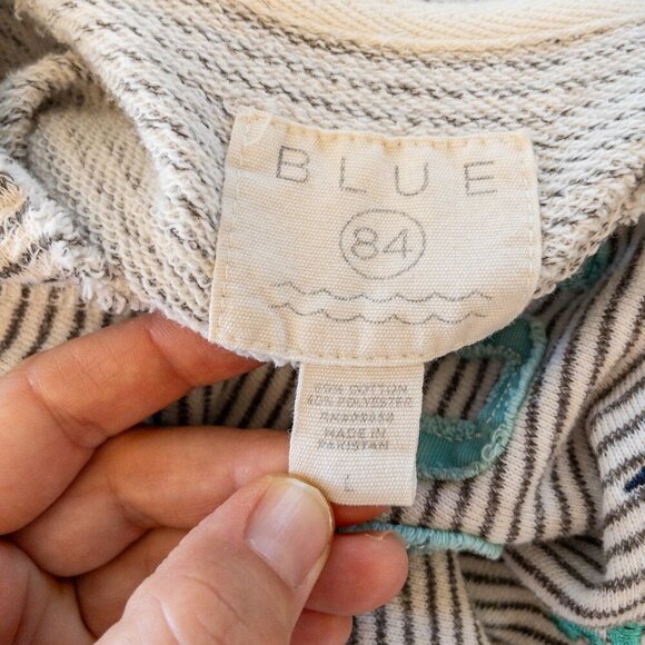 Duke’s Waikiki Hoodie Blue 84 Women’s Medium Gray White Striped Pullover - Picture 3 of 3